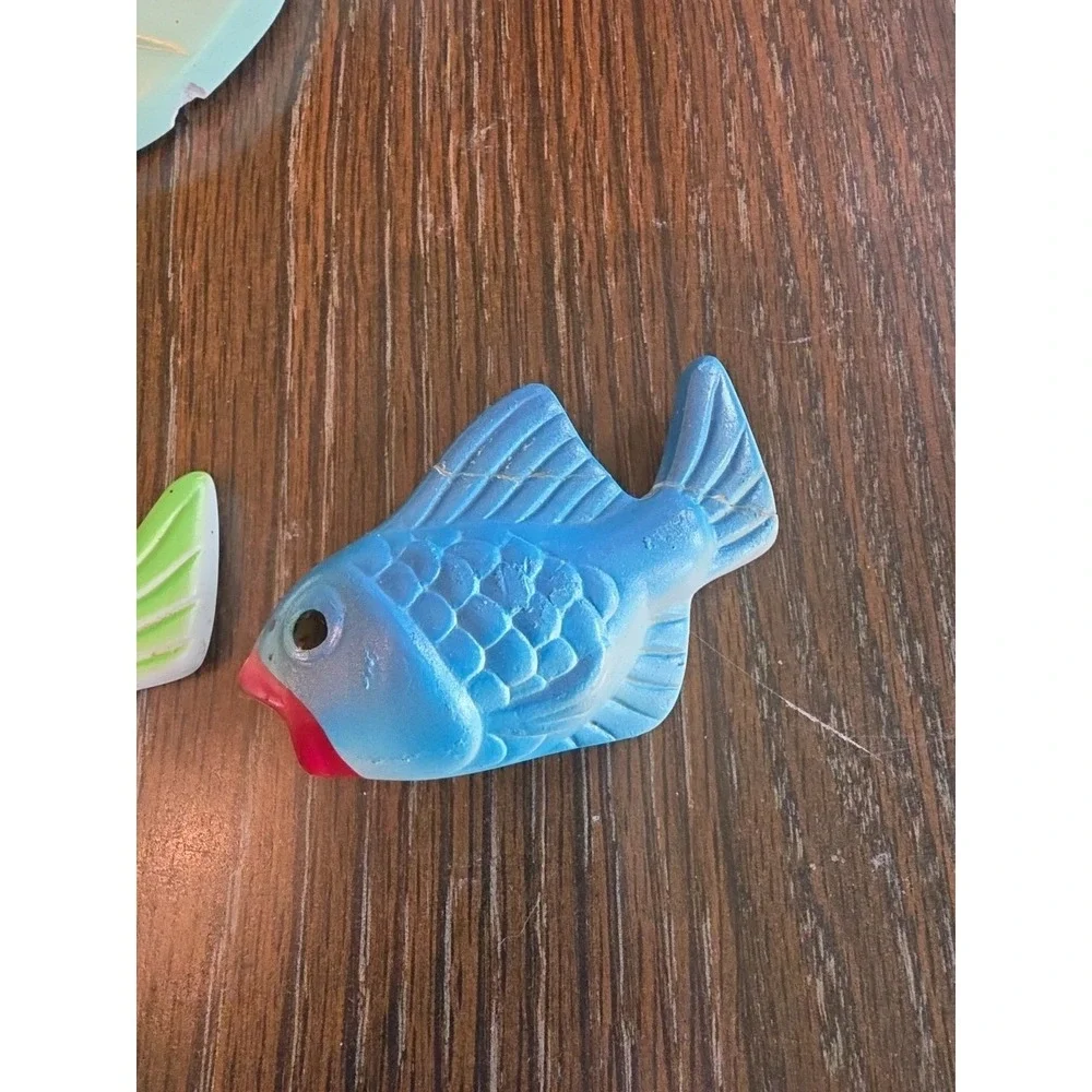 Vintage 1960s Miller Studio Set of 4 Fish Chalkware Wall Art Plaques Decor